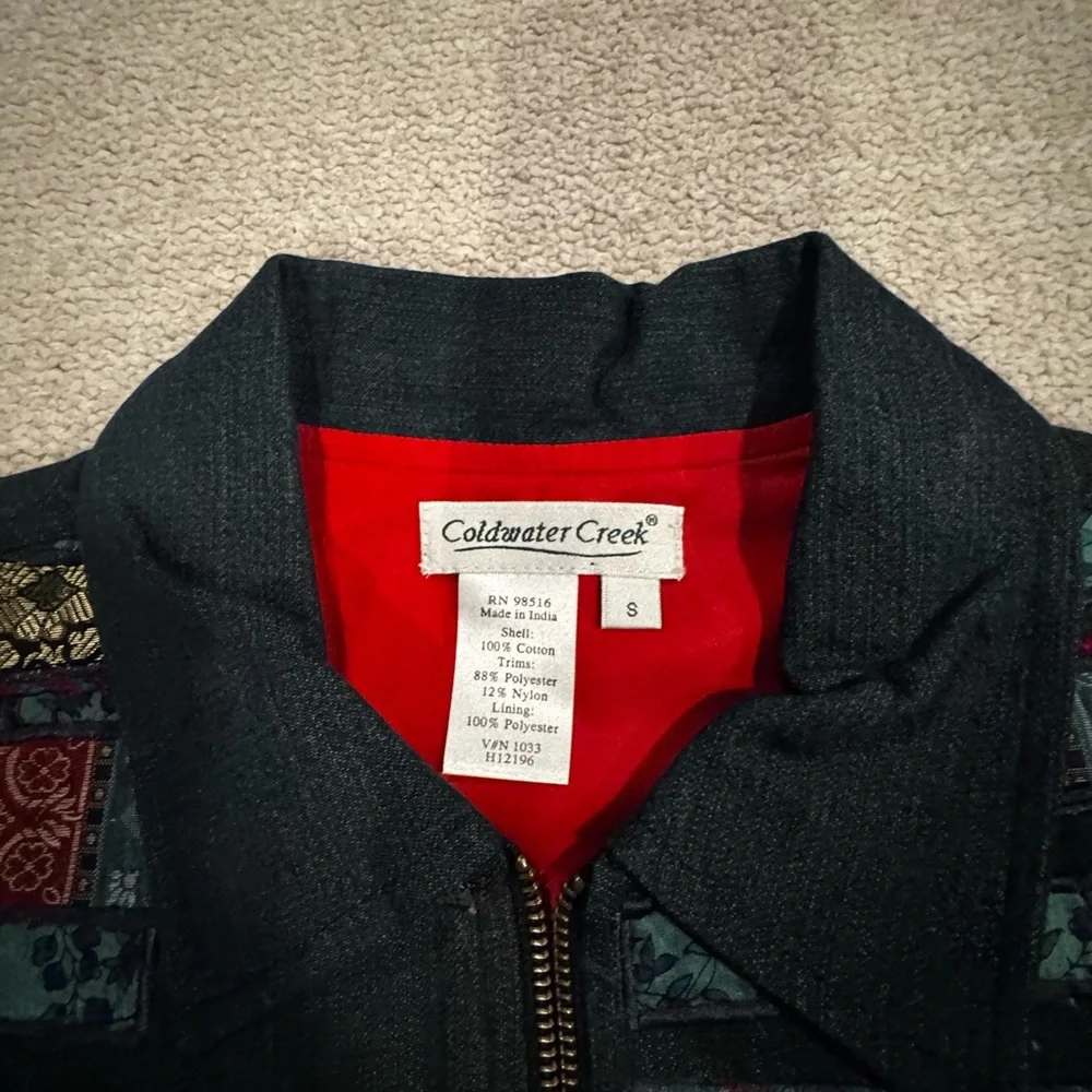 Coldwater Creek Patchwork Tapestry Zip Vest Small Boho Artsy Vintage - Picture 4 of 9